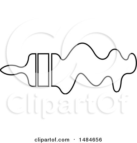 Clipart of a Black and White Lineart Paintbrush and Stroke - Royalty Free Vector Illustration by Lal Perera