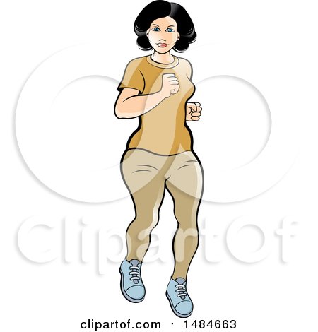 Clipart of a Hispanic Woman Jogging - Royalty Free Vector Illustration by Lal Perera