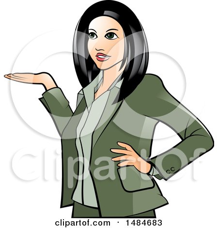 Clipart of a Hispanic Business Woman Presenting - Royalty Free Vector Illustration by Lal Perera