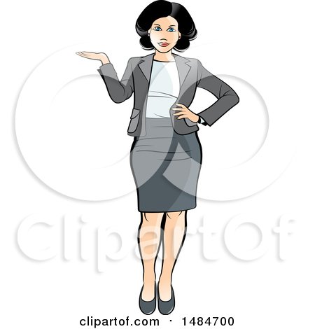 Clipart of a Full Length Hispanic Business Woman Presenting - Royalty Free Vector Illustration by Lal Perera