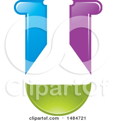 Clipart of a Colorful Science Laboratory Flask Design - Royalty Free Vector Illustration by Lal Perera