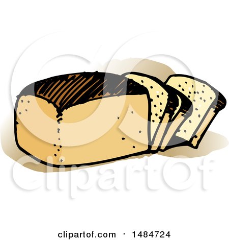 Clipart of a Sketched Loaf and Slices of Bread - Royalty Free Vector Illustration by Lal Perera