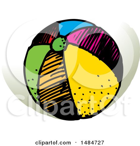 Clipart of a Sketched Beach Ball - Royalty Free Vector Illustration by Lal Perera
