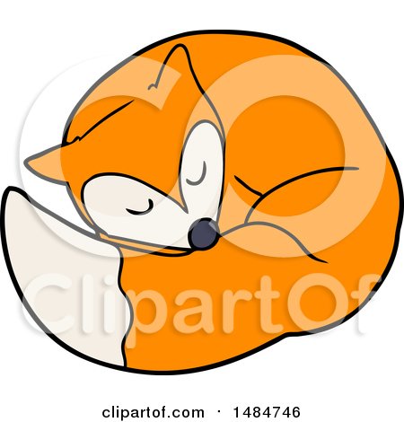 Clipart Of A Fox Curled Up - Royalty Free Vector Illustration by lineartestpilot
