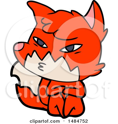 Clipart Of A Fox Being Stubborn - Royalty Free Vector Illustration by lineartestpilot