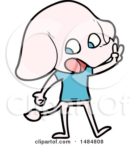 Cartoon Clipart of a Pink Elephant by lineartestpilot