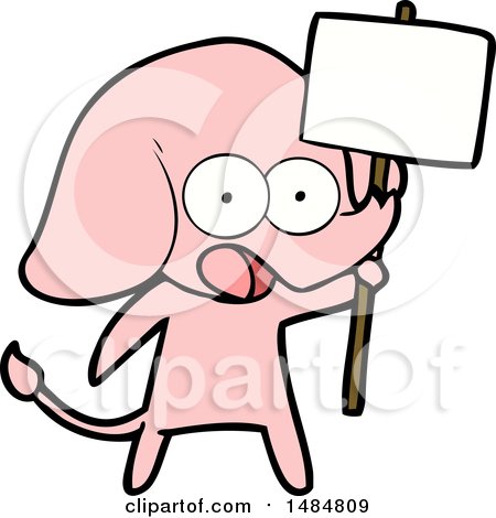 Cartoon Clipart of a Pink Elephant by lineartestpilot