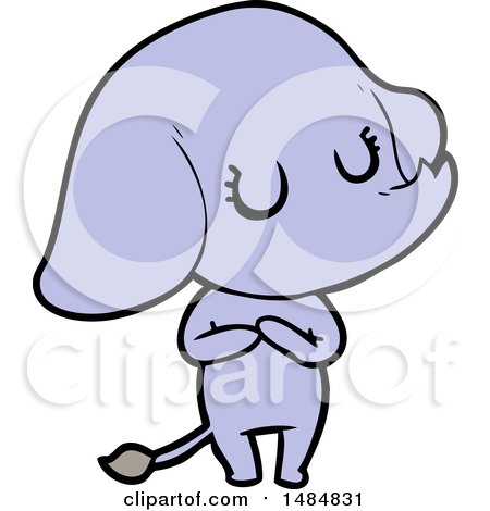 Clipart Cartoon of a Purple Elephant by lineartestpilot