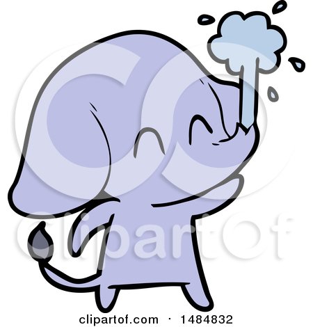 Clipart Cartoon of a Purple Elephant by lineartestpilot