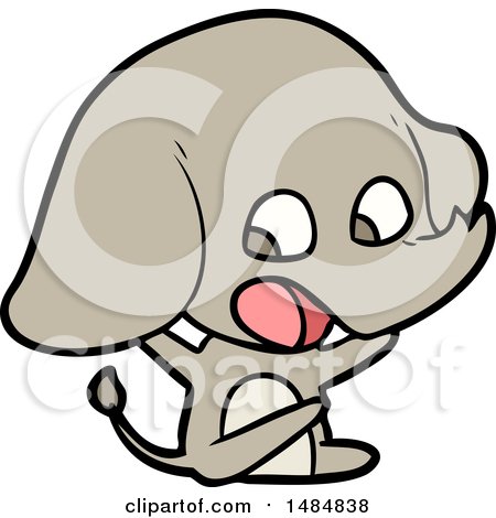 Cartoon Clipart of an Elephant by lineartestpilot