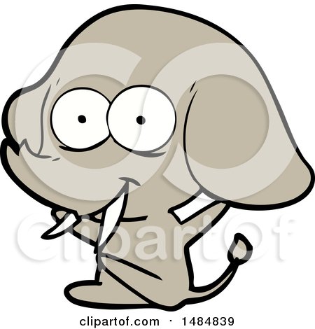 Cartoon Clipart of an Elephant by lineartestpilot