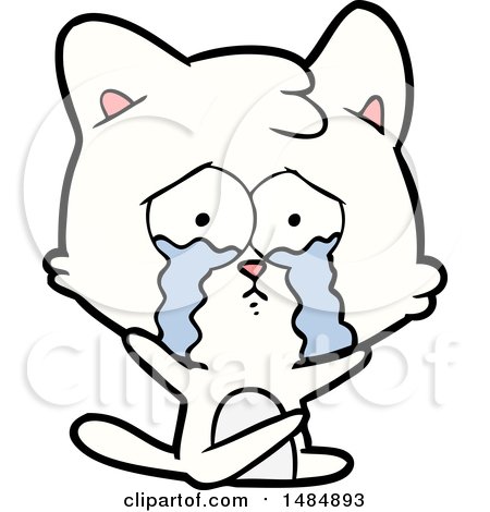 Cartoon Clipart of a White Kitty Cat by lineartestpilot