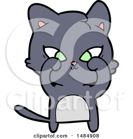 Cartoon Clipart of a Black Kitty Cat by lineartestpilot