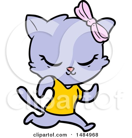 Cartoon Clipart of a Purple Cat by lineartestpilot