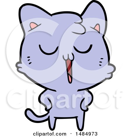 Cartoon Clipart of a Purple Cat by lineartestpilot