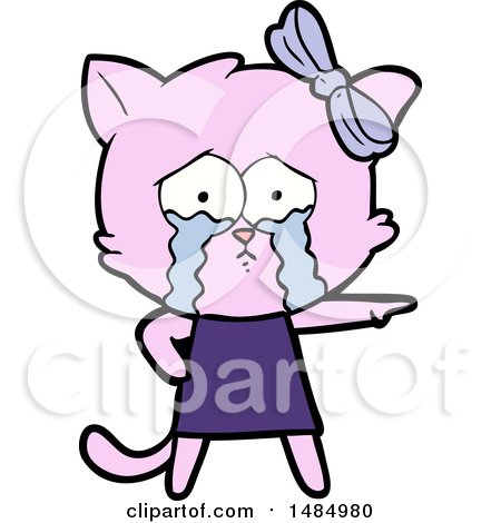 Cartoon Clipart of a Pink Cat by lineartestpilot