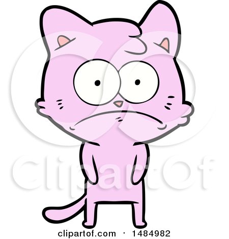 Cartoon Clipart of a Pink Cat by lineartestpilot