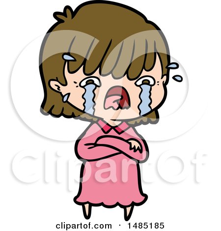 Clipart Of A Cartoon Girl Crying by lineartestpilot