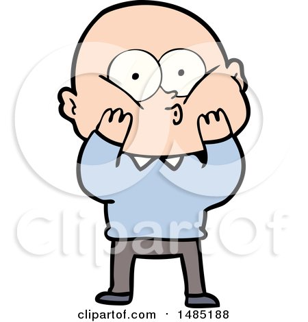 Clipart Of A Cartoon Bald Man Staring by lineartestpilot