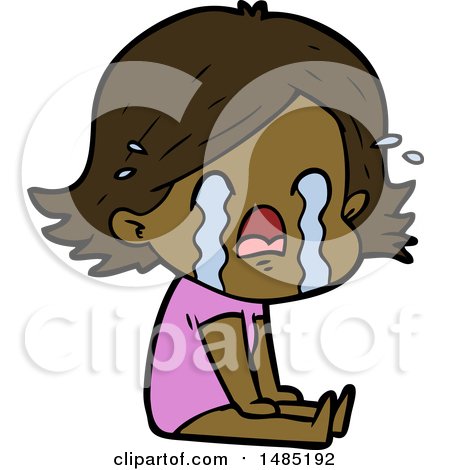 Clipart Of A Cartoon Woman Crying by lineartestpilot