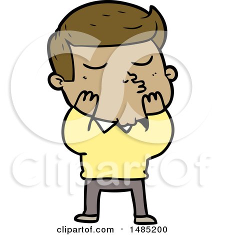 Clipart Of A Cartoon Model Guy Pouting by lineartestpilot