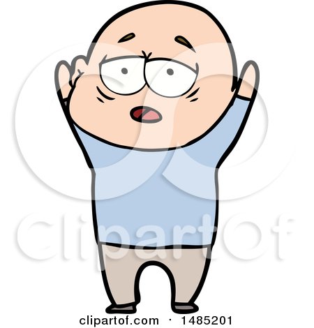 Clipart Of A Cartoon Tired Bald Man by lineartestpilot