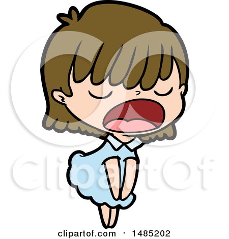 Clipart Of A Cartoon Woman Talking Loudly by lineartestpilot