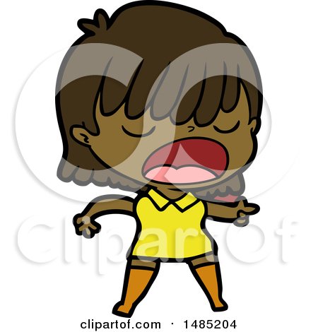 Clipart Of A Cartoon Woman Talking Loudly by lineartestpilot