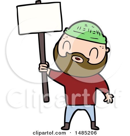 Clipart Of A Cartoon Bearded Man by lineartestpilot