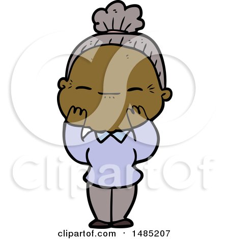 Clipart Of A Cartoon Peaceful Old Woman by lineartestpilot