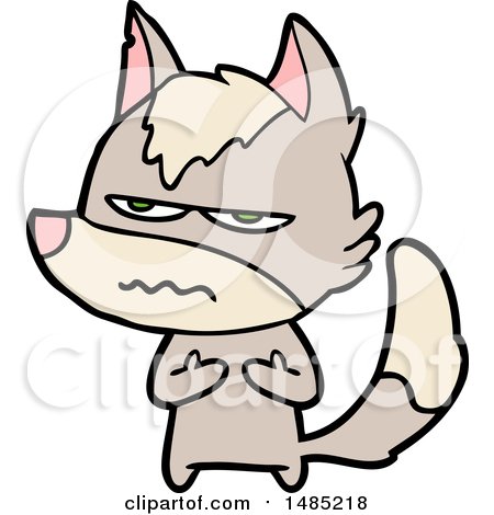 Cartoon Clipart of a Wolf by lineartestpilot