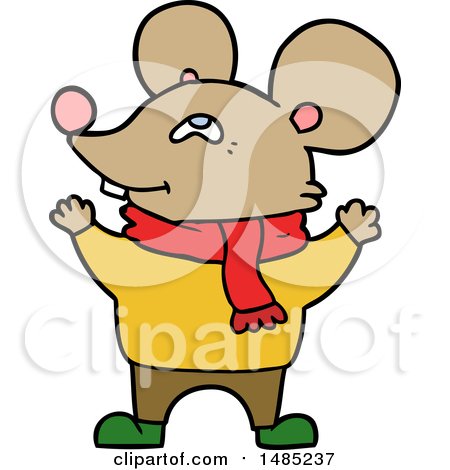 Clipart Cartoon Mouse Wearing Scarf by lineartestpilot