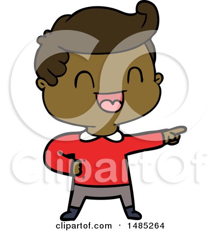 Clipart Cartoon Happy Man Pointing by lineartestpilot