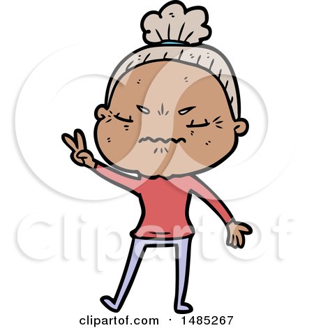 Clipart Cartoon Annoyed Old Lady by lineartestpilot