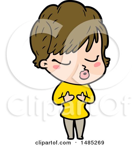 Clipart Cartoon Woman with Eyes Shut by lineartestpilot