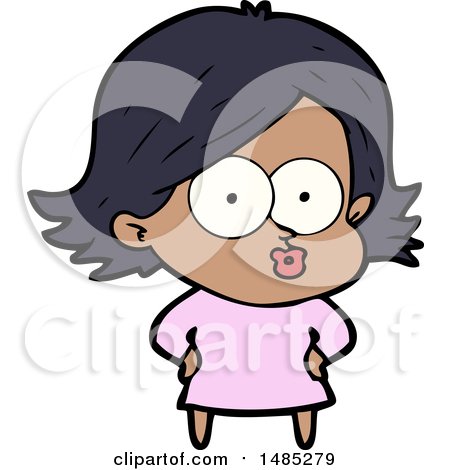 Clipart Cartoon Girl Pouting by lineartestpilot