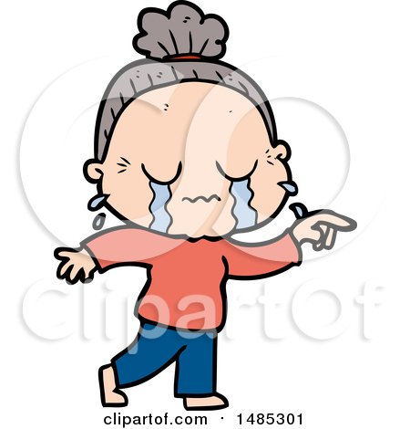Clipart Cartoon Crying Old Lady by lineartestpilot