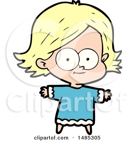 Clipart Happy Cartoon Girl by lineartestpilot