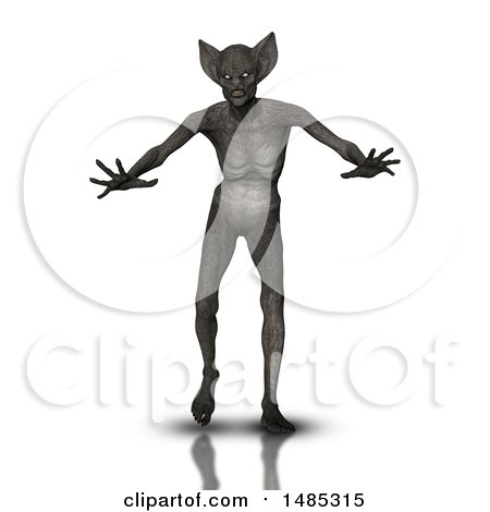 Clipart of a 3d Demon, on a White Background - Royalty Free Illustration by KJ Pargeter