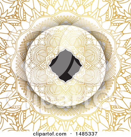 Clipart of a Frame on a Golden Mandala Background - Royalty Free Vector Illustration by KJ Pargeter