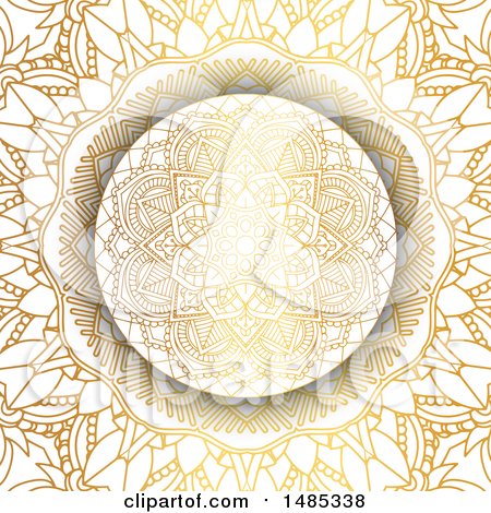 Clipart of a Golden Mandala Background - Royalty Free Vector Illustration by KJ Pargeter