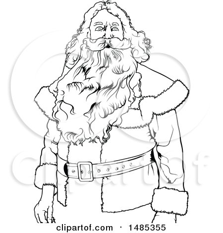 Clipart of a Black and White Santa - Royalty Free Vector Illustration by dero