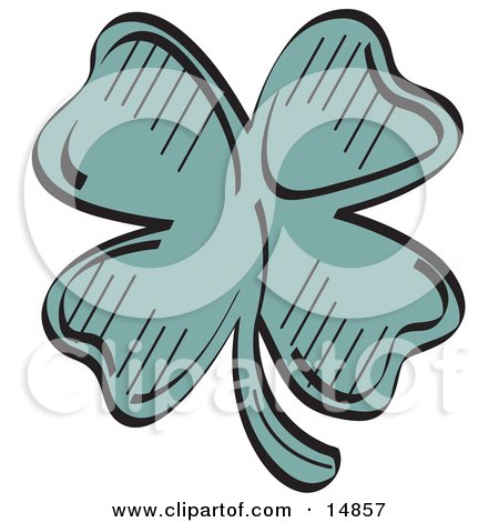 Lucky Green Clover With Four Leaves Clipart Illustration by Andy Nortnik