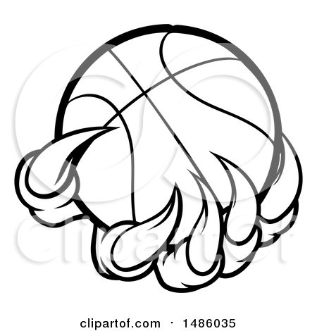Clipart of Black and White Monster or Eagle Claws Holding a Basketball - Royalty Free Vector Illustration by AtStockIllustration