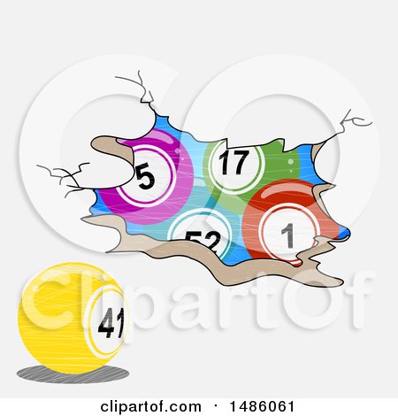 Bingo Lottery Balls Drawing Style on Cracked Background by elaineitalia