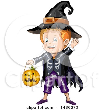 Clipart of a Boy in a Wizard Halloween Costume - Royalty Free Vector Illustration by merlinul