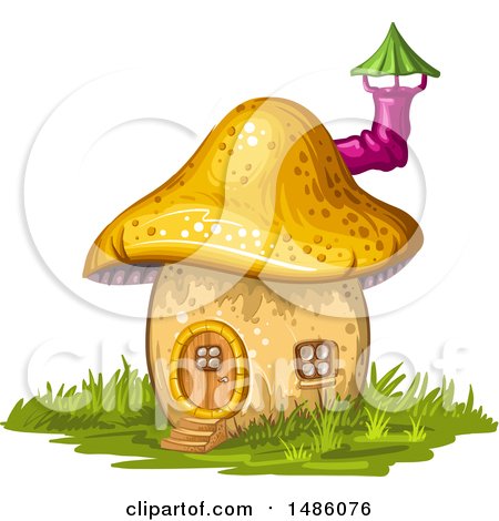 Clipart of a Mushroom House - Royalty Free Vector Illustration by merlinul