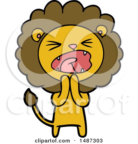 Cartoon Lion Praying by lineartestpilot