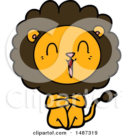 Laughing Lion Cartoon by lineartestpilot
