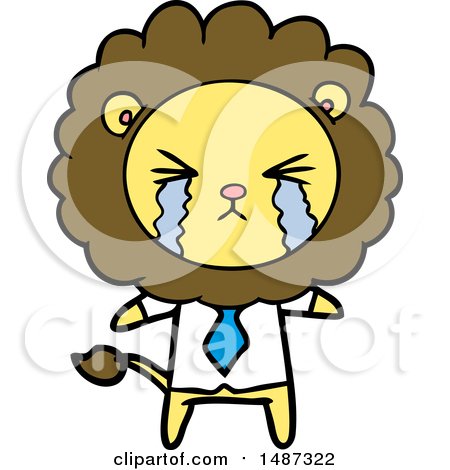 Cartoon Crying Lion Wearing Shirt and Tie by lineartestpilot